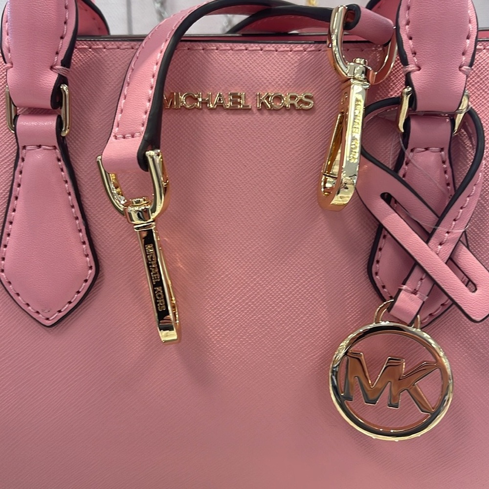MICHAEL KORS
Sheila Small Faux Saffiano Leather Satchel Crossbody 
Carnation
NWT - Picture 14 of 16